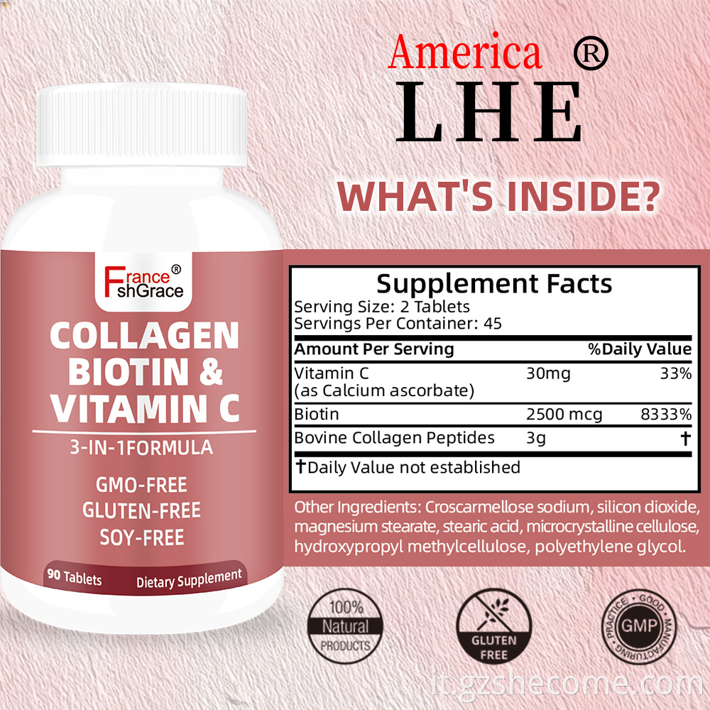 Collagen Peptides Biotin Vitamin C Tablets7